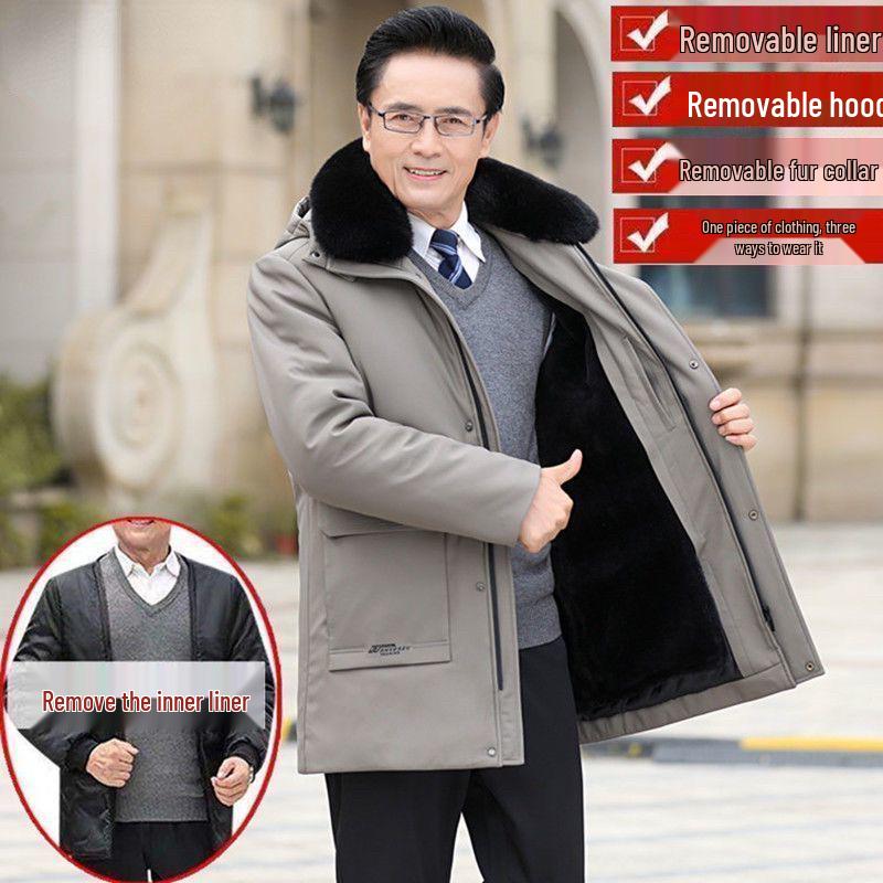

Men s Fleece-Lined Mid-Length Winter Coat for Seniors (Ages 60-100) 185/100A