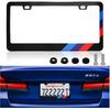 License Plate Frames For BMW All Models - Premium Aluminum Alloy License Plate Cover With 3-Color Stripe | Legal Car Accessories For BMW All Models