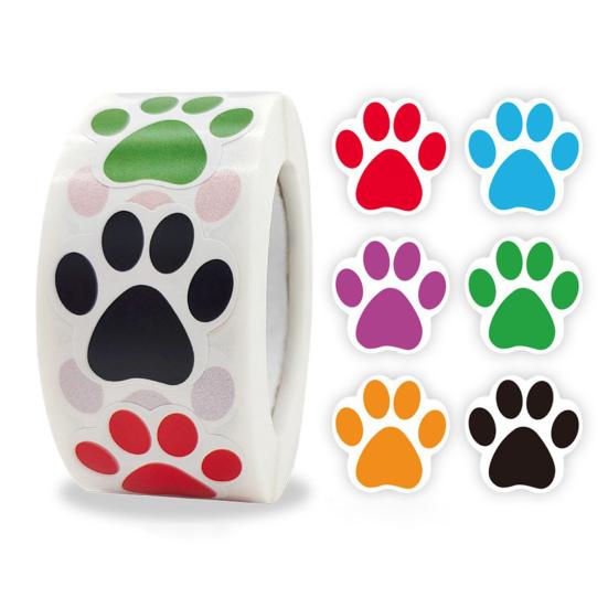 

500 Pcs Self-Adhesive Label Stickers Waterproof Removable Heart/Star/Round/Pet Paw Shaped Stickers Roll for Laptops Water Bottles Scrapbooking Crafts H