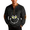 Men's Casual Christmas Print Zip-Up Sweatshirt for Holiday Parties and Winter Outdoor Wear