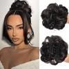 Black Brown Synthetic Chignon Messy Bun Claw Clip in Hair Piece Wavy Curly Hair Bun Ponytail Extensions Scrunchie Hairpieces for Women