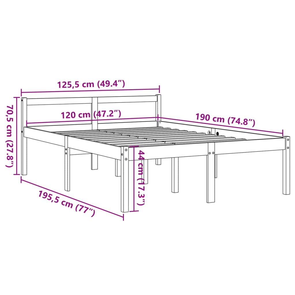 Senior Bed Wax Brown 120 X 190 Cm Solid Pine Wood
