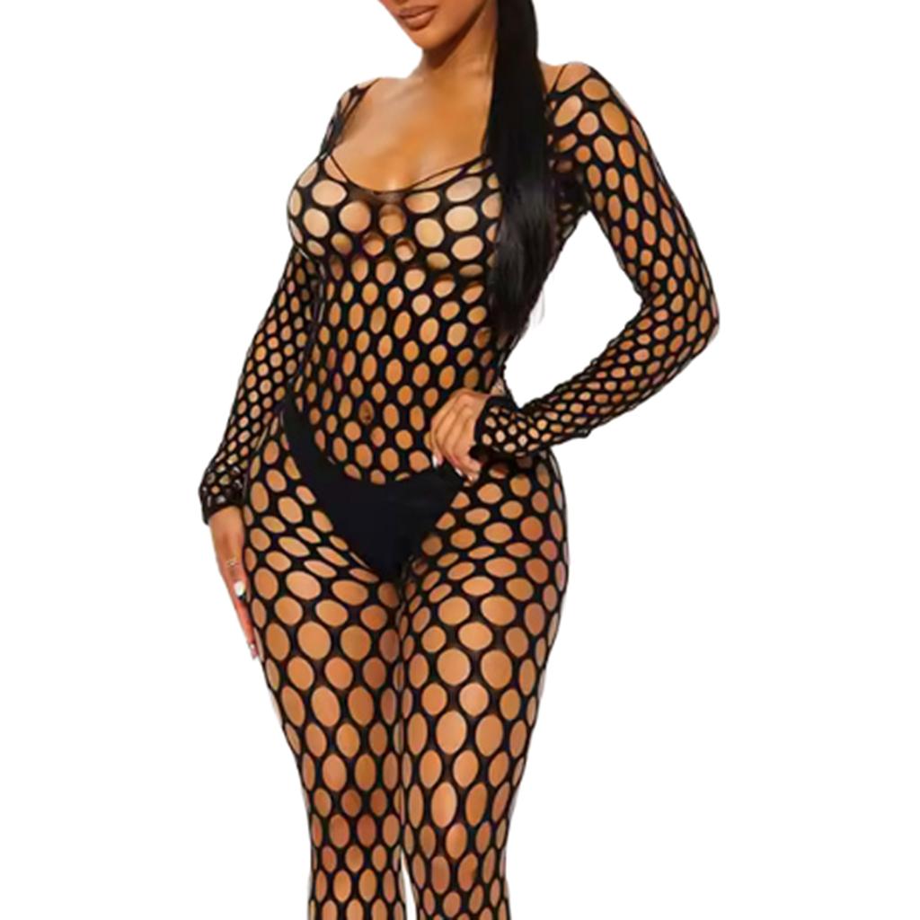 Mesh Erotic Lingerie Bodystocking One Pieces Bodysuit Women Crotchless Underwear Catsuit Sleepwear Sexy Adult Female