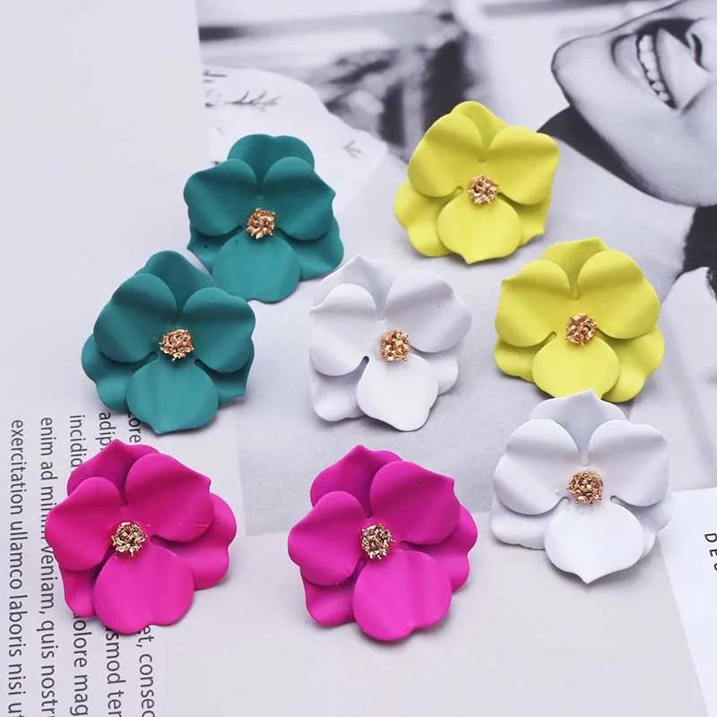 Cercei cu flori din metal în stil coreean drăguți pentru femei, fete, modă, dulci, cercei, pentru femei, Brinco, bijuterii de vară, cadouri de petrecere