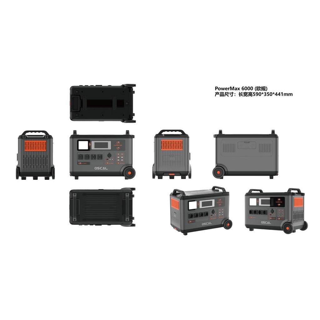 Stazione di alimentazione portatile Oscal 6000w 57600kWh 120V/240V Controllo APP intelligente Batteria estendibile Stazione di alimentazione robusta Oscal Power Max 6000