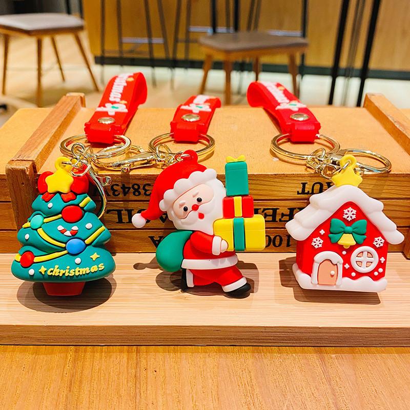 Christmas Cute Family Series Keychain Santa Claus Charms For Backpacks Gifts And