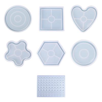 Round/Heart/Plum Blossom Coaster Epoxy Molds Resin Casting Molds for Making Coasters DIY Resin Artwork