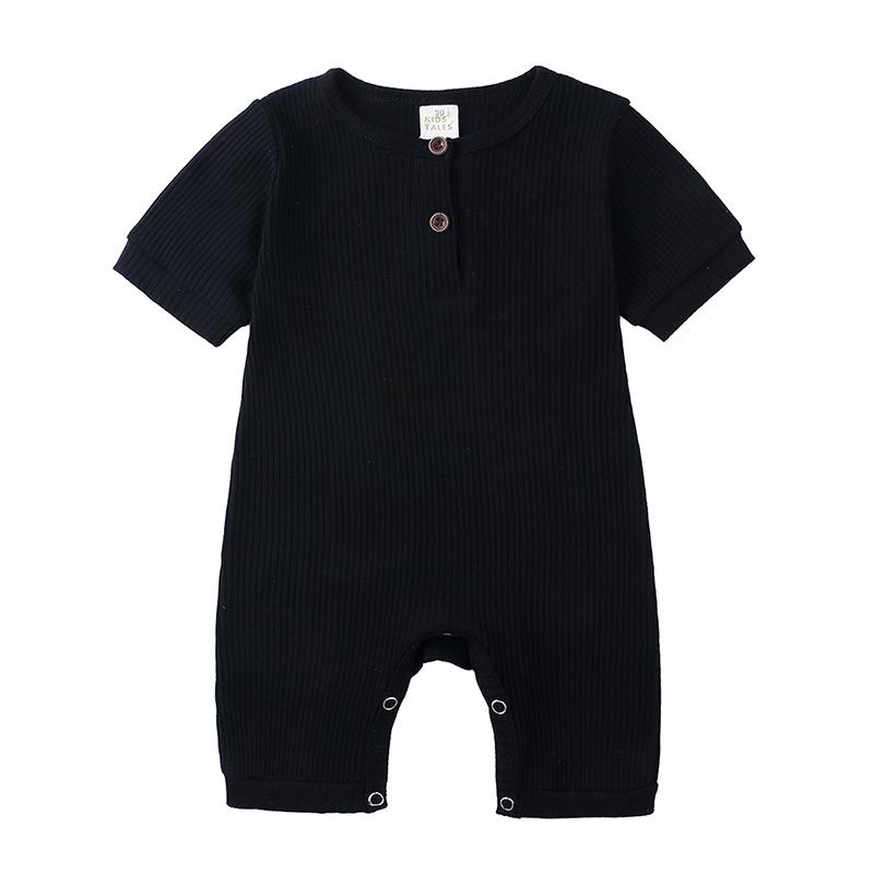 Summer 2025 Baby Short Sleeve Ribbed Jumpsuit Romper with Snap Crotch