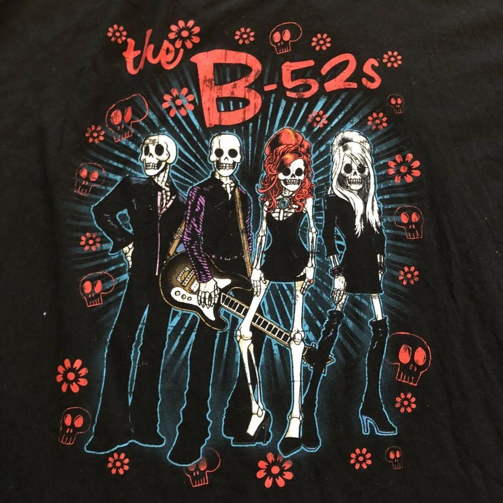 SALE Vintage The B-52 s Skull Day of the Dead Cotton Black All Size Shirt Unisex T-Shirt XXXL