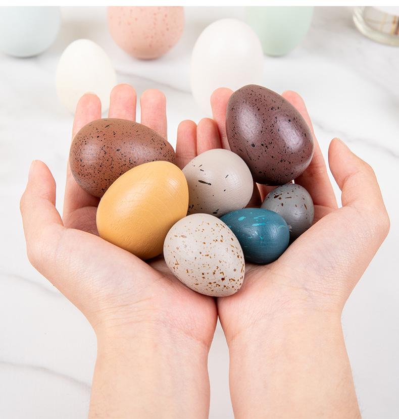 Wooden Educational Pretend Play Set: Colorful Bird, Chicken, and Duck Eggs for Kindergarten Science Learning