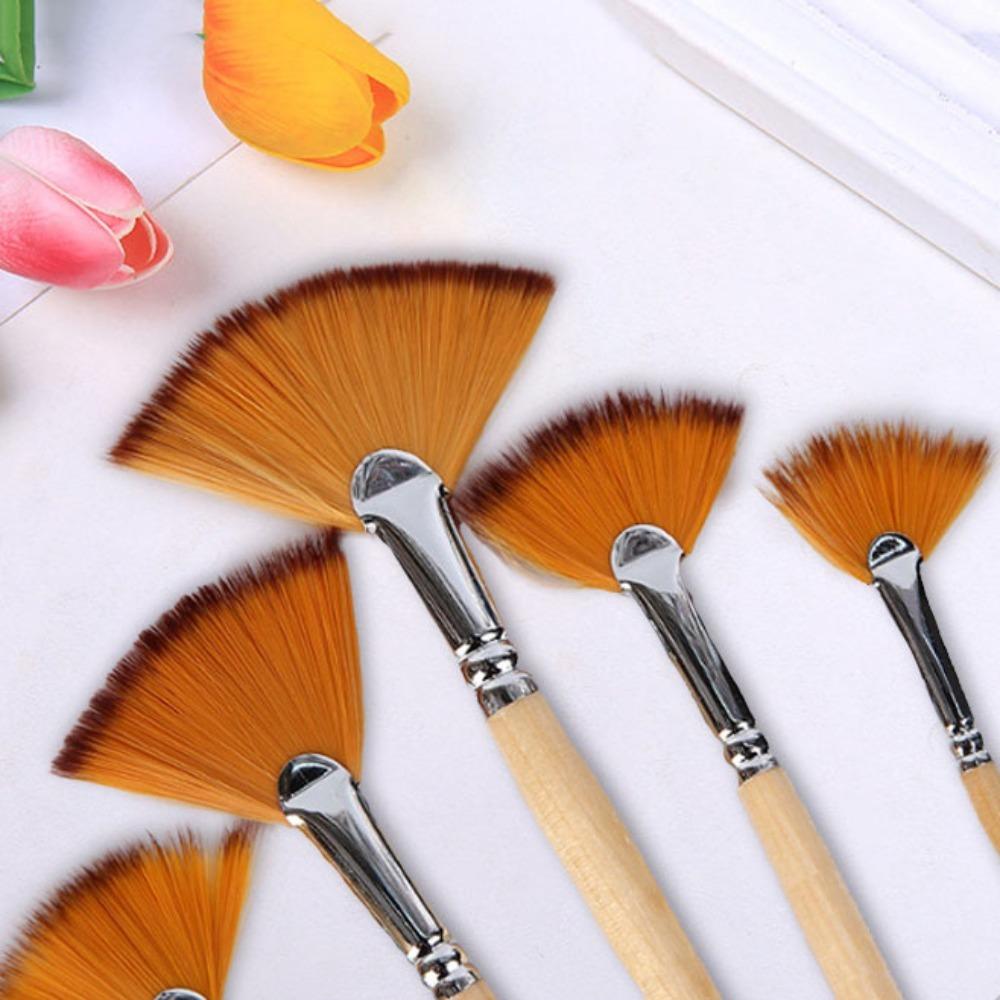 5pcs Nylon Hair Artist Fan Paint Brushes Painting Tool Fan Shaped Painting Pens  School