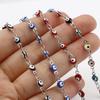 Stainless Steel Bracelets Round Evil Eye Enamel Jewelry Silver Color Hand Turkish Jewelry Bangle Boho Women Bracelet 19.5cm Long