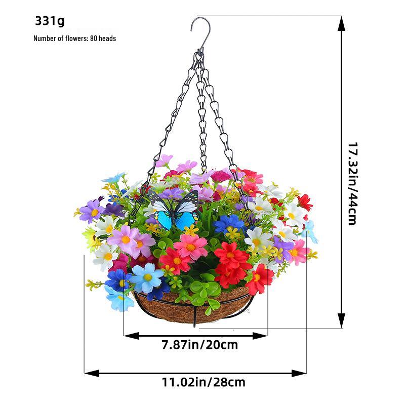 Frühlingsblumen-Hängekorb mit Schleife - Kranz Heimdekoration