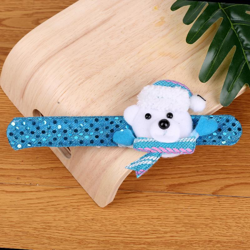 

Светящийся браслет с мультяшными хлопками — рождественский подарок и креативное украшение для детей с рисунками Санты и снеговика. Bear sequin clapping ring with light