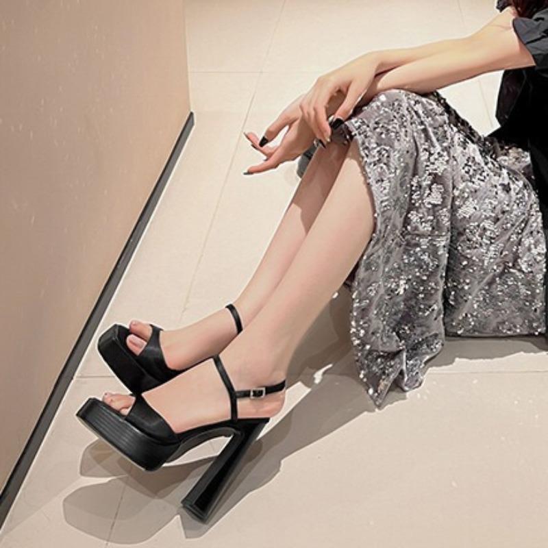 Fashion Women's High Heels Sandals Summer Bright Sandals Sexy Buckle Strap Women Shoes Elegant Party Pumps Celebrity Style Women's Shoes