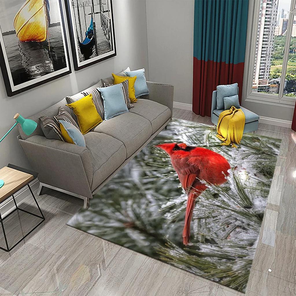 3D Colorful Bird Carpet Cute Birds with Flowers Doormat Rugs for Bedroom Living Room Floor Hallway Mats Bathroom Non-slip Mats