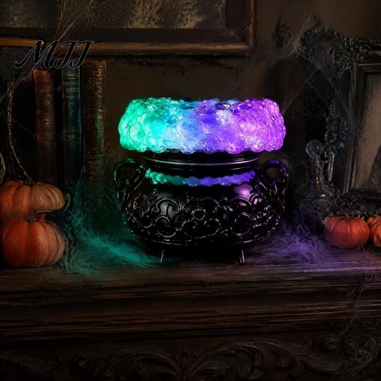 Mystisches Symbol Dekor Halloween Kessel LED Blasenlicht, Farbwechselnde Hexentranklampe, Gruselige Gotische Hexenhafte Heimaccessoires Leuchtend