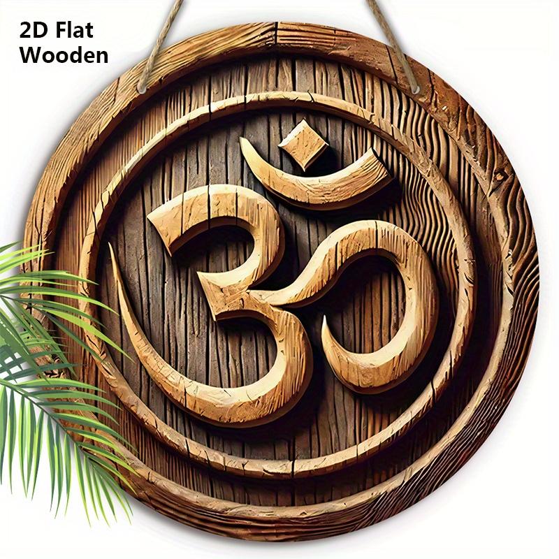 

2D Плоский Ретро Деревянный Знак Символа Ом - Деревенская Декоративная Табличка - Идеально подходит для Дома, Гаража, Столовой, Декора Кафе 20cm/7.87in коричневый