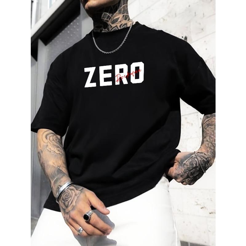 

[Short Sleeve] Versatile Men s Summer Short Sleeve Pattern Print T-Shirt Inner Wear Base Layer 4XL чорний