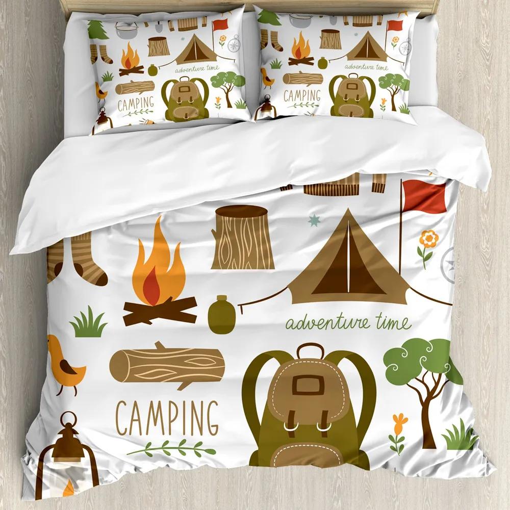 Adventure Duvet Cover Set Wilderness Themed Duvet Cover Set Bedclothes Double Queen King Size Polyester Bedding Set Pillowcase