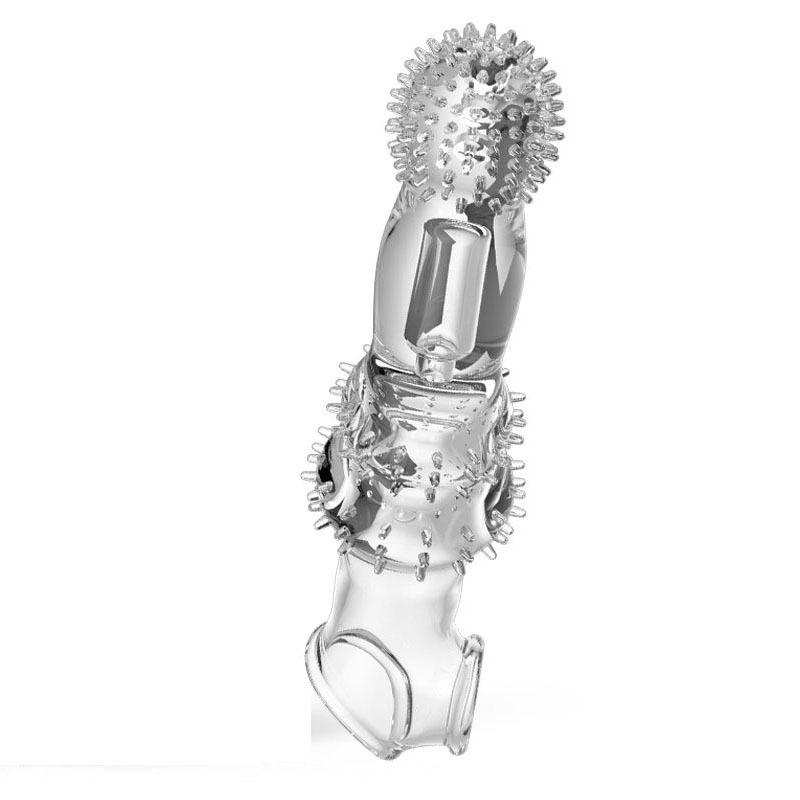 245mm Penis Enlargement Sleeve Vibrator Penis Extender Sleeve Delay Ejaculation Sex Toys for Men Condoms Sex Products