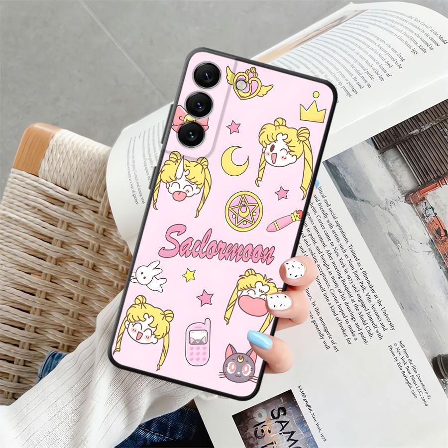 Case for Samsung Galaxy A25 A71 A51 A73 A32 A24 A55 A35 A36 A23 A53 A26 A72 A41 A22 A52 Black Soft Phone Cover Wacky Sailor Moon