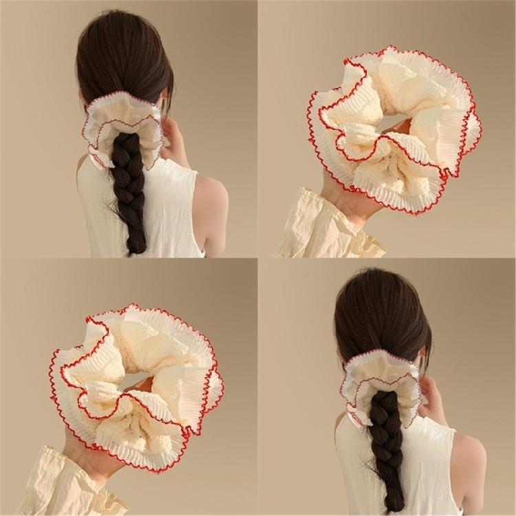 Lace Trim Hair Scrunchies for Women and Girl Aesthetic Hair Elastic Hair Tie Oversized Hair Circle for Everyday Wear
