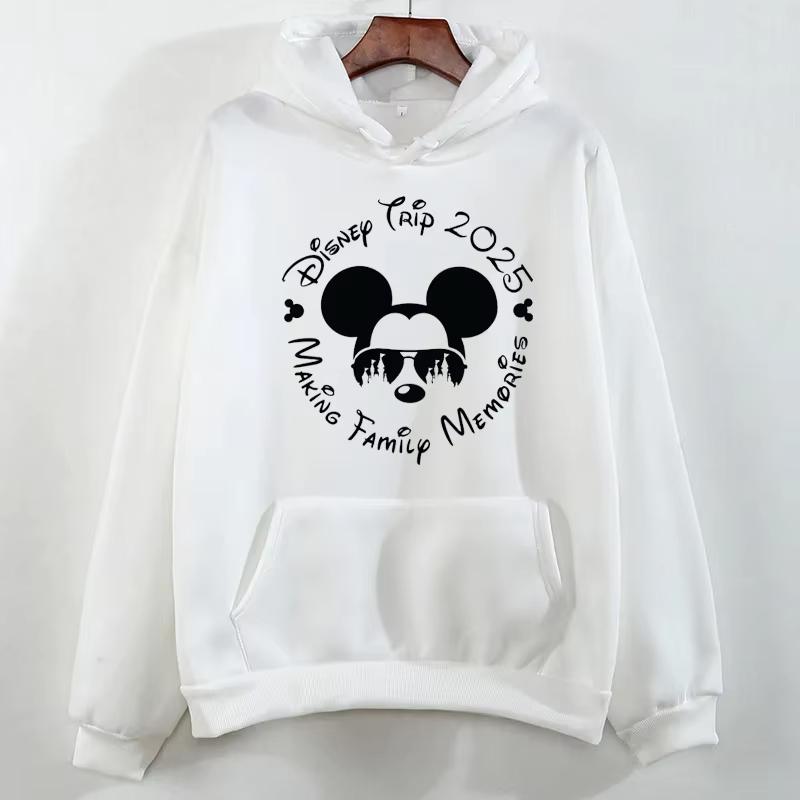 Disney 2025 Trip Printed Hoodies Fashion Female Casual Clothing Long Sleeve White Pullover Kawaii Cartoon Graphic Sweatshirt