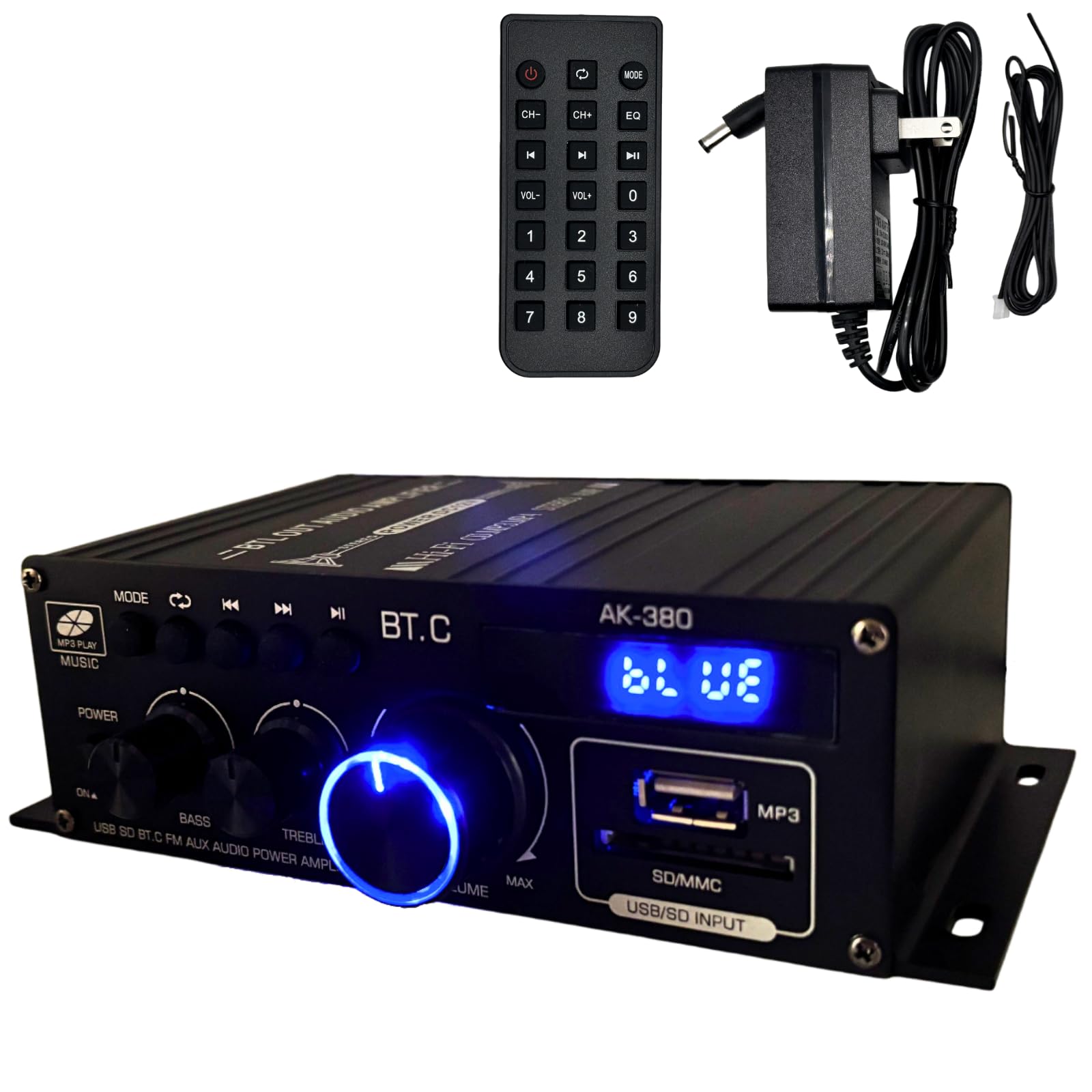 

Компактный аудиоусилитель Kitekorosso, совместимый с Bluetooth 5.0, 40 Вт x 2 канала, FMUSBSDAUX, алюминиевый корпус, Hi-Fi стерео, пульт дистанционного управления, 12 В 2 А