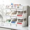 White/Grey Stackable Desk Organizer Plastic Desktop Storage Box Grooved Storage Boxes  Jewelry