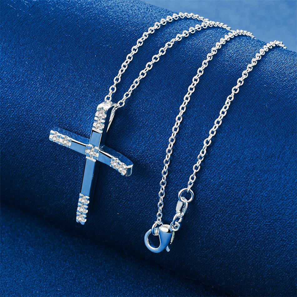 925 sterling silver 16-30 inch exquisite cross pendant necklace, women's fashion jewelry gift, wedding accessories
