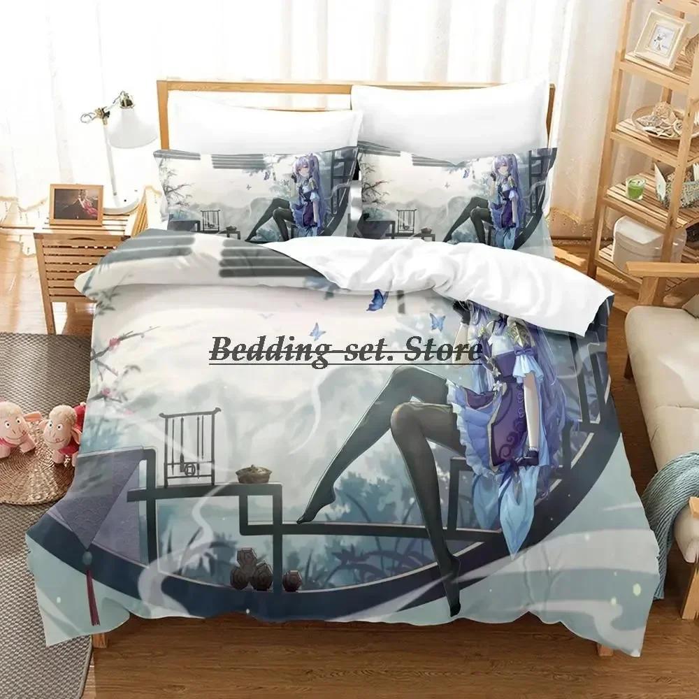 Genshin Impact Game Bedding Set Single Twin Full Queen King Size Bed Set Aldult Kid Bedroom Duvetcover Sets Anime Bed Sheet Set
