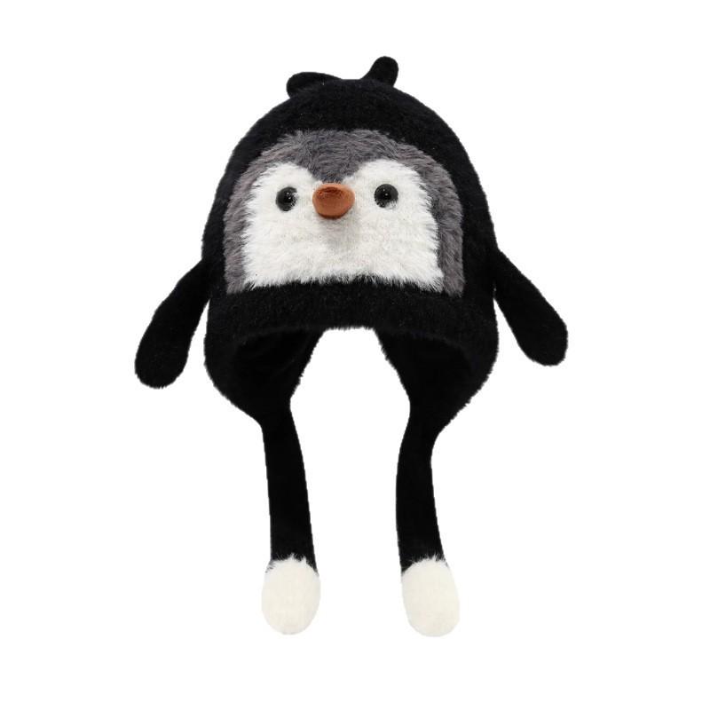 Parent-child children's hats, autumn and winter penguins, plush hats, foreign style, cute men's and women's warm and cold-proof ear protectors, pullov