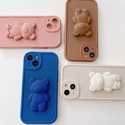 Bear Stand Holder Original 2022 Cute Phone Case For Iphone 12 13 Pro Max X Xr Xsmax 11 Promax 3d Protective Cover Capa