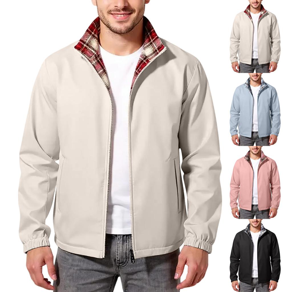 Stand Up Collar  Men's , Warm And Loose, Outdoor Solid Color,  And Breathable, With Thickened Fleece