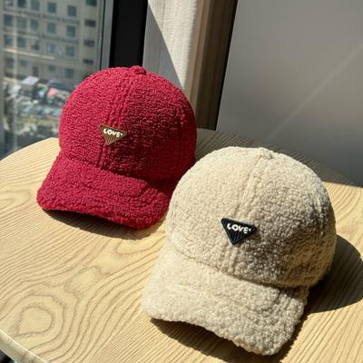 Neue Entenmütze für Damen Vielseitige Herbst- und Wintermütze für großen Kopfumfang Warme und Samtmütze Lammwolle Breite Krempe Baseballkappe