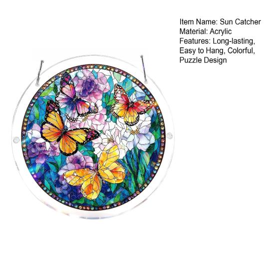 Yousheng Acrylic Sun Catcher Puzzle Colorful Window Decoration with Hanging Chain DIY Suncatcher Kit for Adults Home Garden
