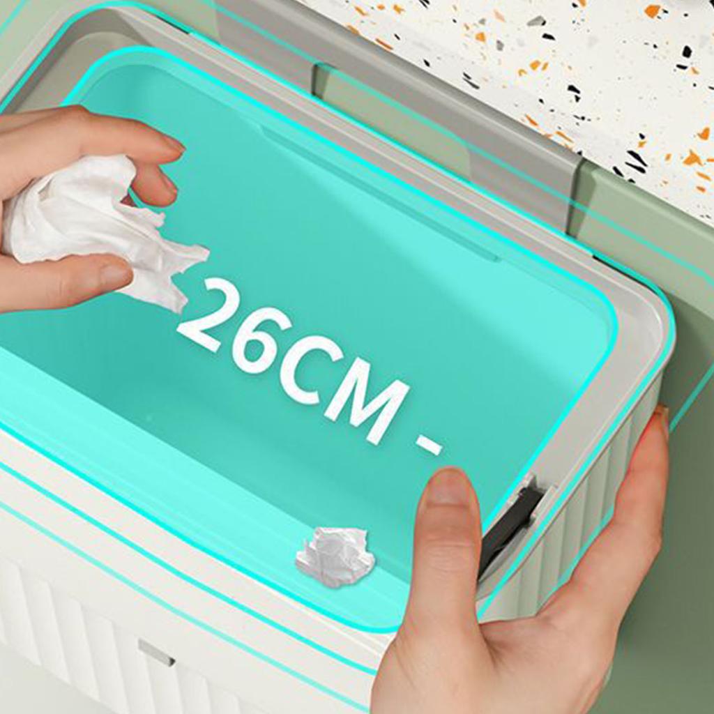 Mülleimer zum Aufhängen an der Wand, mit Schiebedeckel, kleiner Küchenabfallkorb für Schlafzimmer und Badezimmer, 9 l, weiß