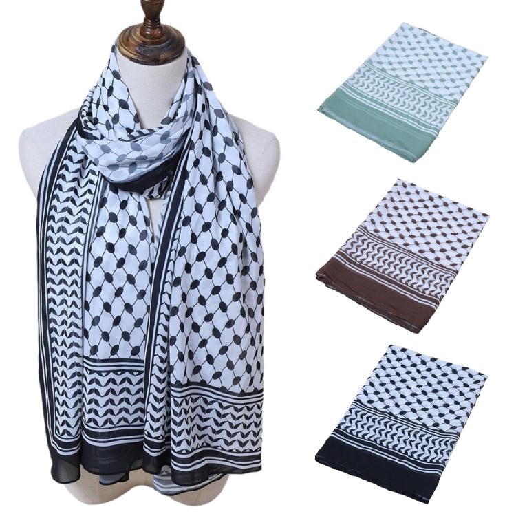 Classical Square Print Hijab Scarf Multiple Color Square Shemagh Muslin Headscarf Women Outdoor Arab Keffiyeh Hijabs
