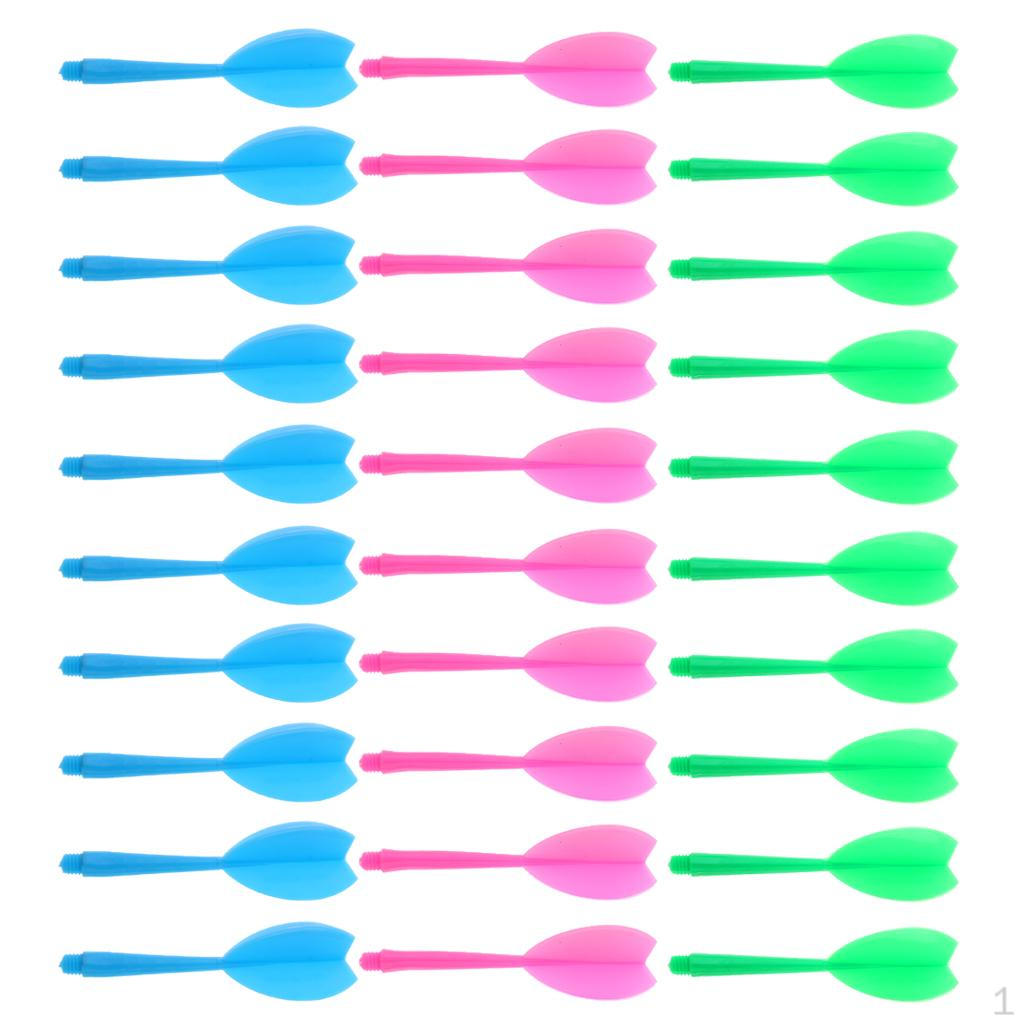 30 Pack Multicolor Plastic Darts Shafts Replacement Stems Combo Stalk