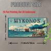 2D Flat 1 Retro Greek Island Mykonos Metal License Plate - Greek Coastal Decor, Suitable for Home, Bar, Cafe, Garage, Office
