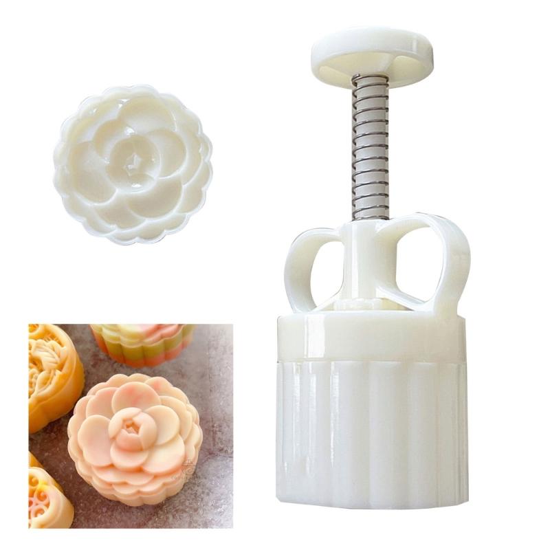 Camellia Flower Mooncake Press Mold Cookie Stamps Chinese MidAutumn Moon Cake Makers Decoration Tool for DIY Cookie