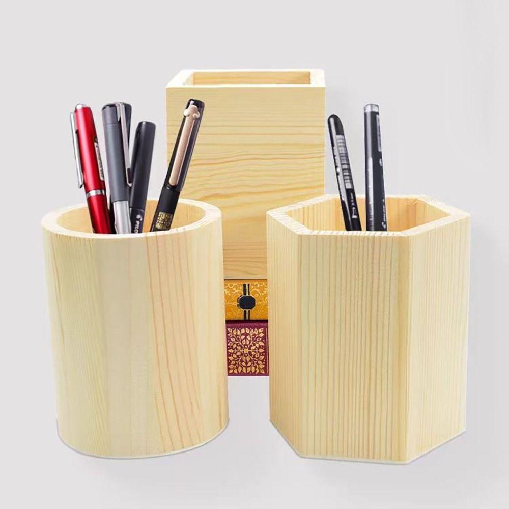 Large Capacity Wood Pen Pencil Box Organizer Pot Pencilcase Pencil Case Students Boys Girls