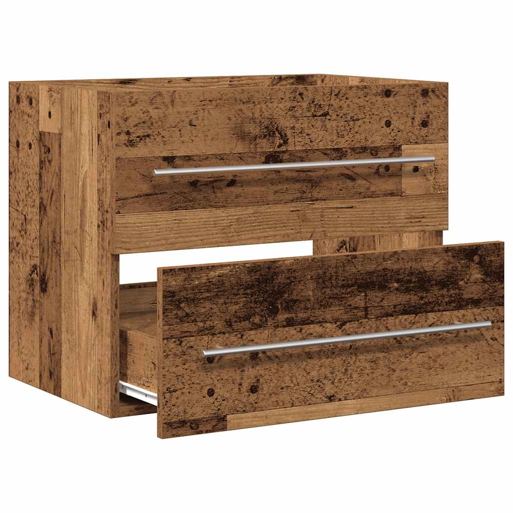 Bathroom Vanity Unit with Rustic Wood Effect 60 X 38.5 X 48 Cm