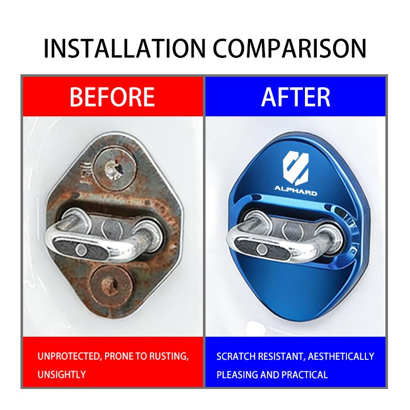 ACS2   4Pcs Stainless Steel Car Door Lock Cover Case Stickers Accessories For Toyota Alphard Vellfire 2003-2011 2012 2013 2014 10 20