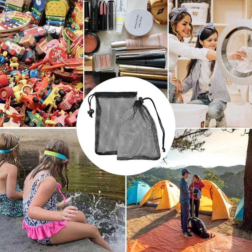 5 PCS Black Bags Mesh Storage Bag Mesh Bag Drawstring ForJewelry Gifts Small Travel Stuff Kitchen Wedding Small Travel Stuff (5, Black, 5.9 *