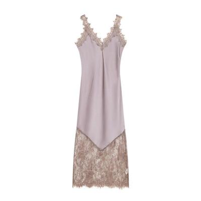 Elegant French Satin Dress with Eyelash Lace for Spring 2026 - Women's European & American Style