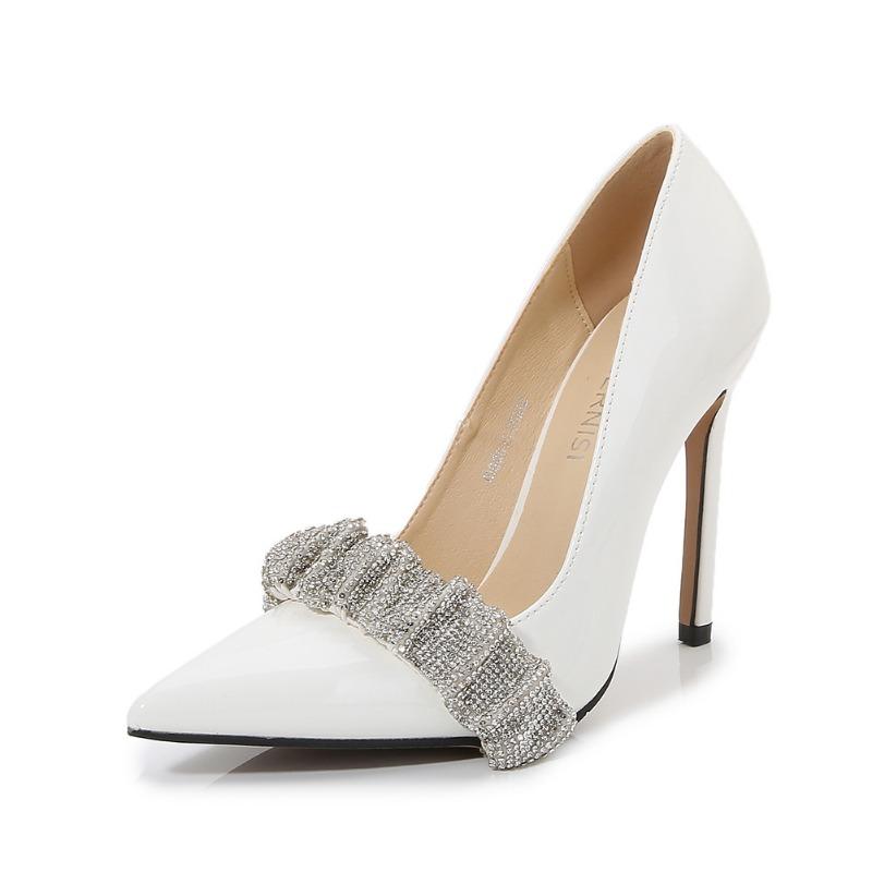 Red Wedding Shoes Bridal Shoes Women's New Show Hezhu Wedding Dress Single Shoes Rhinestone Thin Heel Banquet Fashion High Heels Large Size