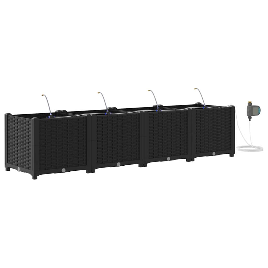 Garden Planter Set 4 pcs Black 160 x 40 x 37.5 cm Plastic