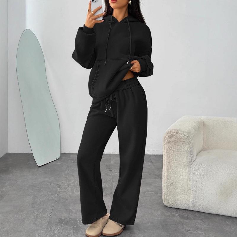 Autumn/Winter Oversized Hoodie & Wide-Leg Pants Sportswear Set